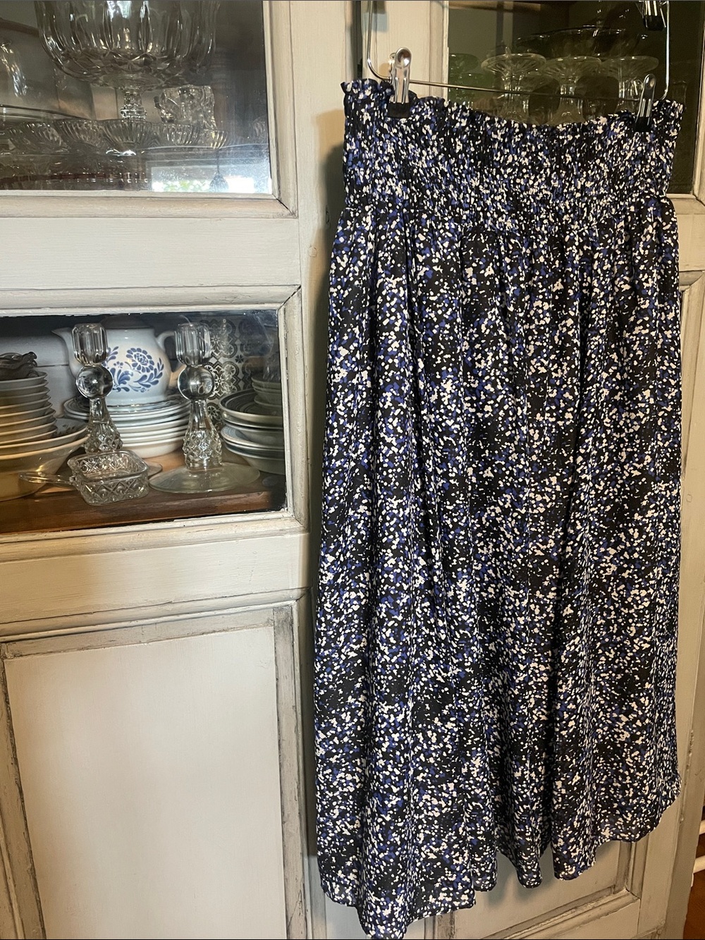 George Navy and White Speckled Midi Skirt